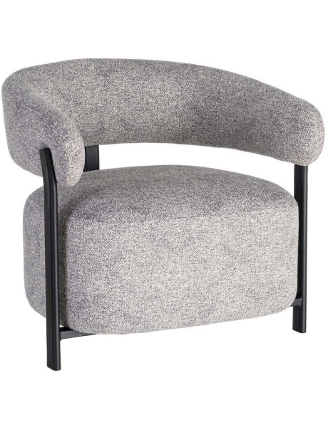 Fauteuil gris chiné en tissu et métal noir 77x71,5x70 cm Soreiro Ixia - 1
