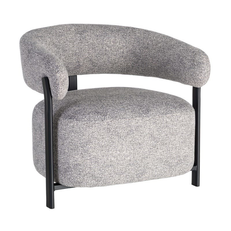 Fauteuil gris chiné en tissu et métal noir 77x71,5x70 cm Soreiro Ixia - 1