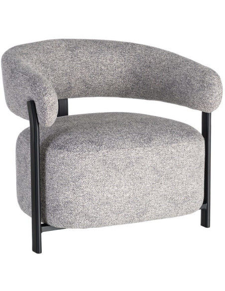 Fauteuil gris chiné en tissu et métal noir 77x71,5x70 cm Soreiro Ixia - 1