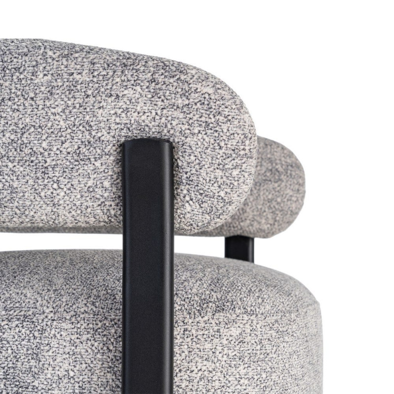 Fauteuil gris chiné en tissu et métal noir 77x71,5x70 cm Soreiro Ixia - 3