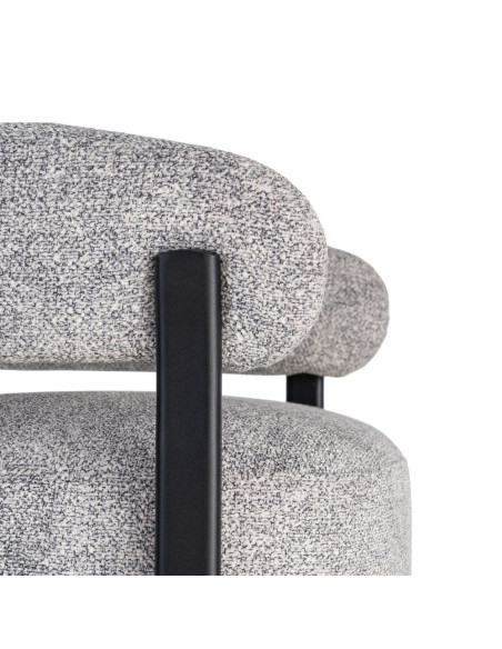 Fauteuil gris chiné en tissu et métal noir 77x71,5x70 cm Soreiro Ixia - 3