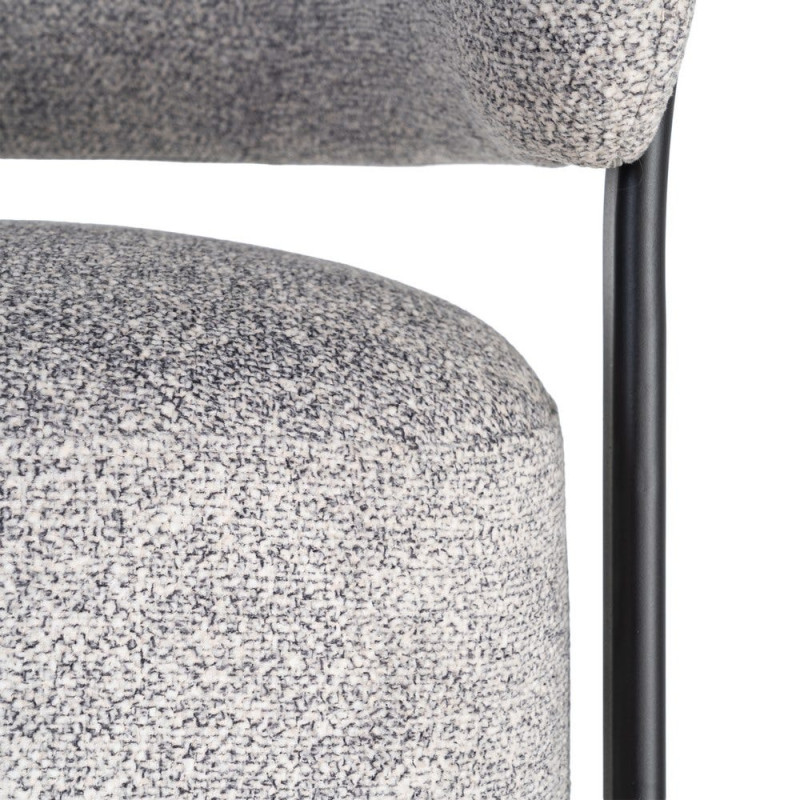 Fauteuil gris chiné en tissu et métal noir 77x71,5x70 cm Soreiro Ixia - 4