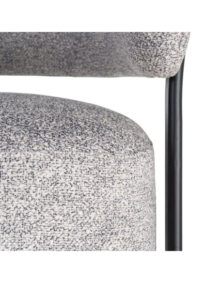 Fauteuil gris chiné en tissu et métal noir 77x71,5x70 cm Soreiro Ixia - 4