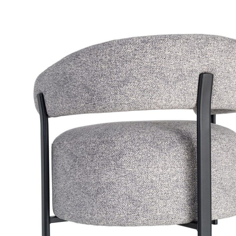 Fauteuil gris chiné en tissu et métal noir 77x71,5x70 cm Soreiro Ixia - 5