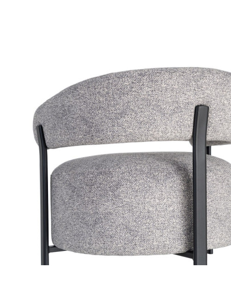 Fauteuil gris chiné en tissu et métal noir 77x71,5x70 cm Soreiro Ixia - 5