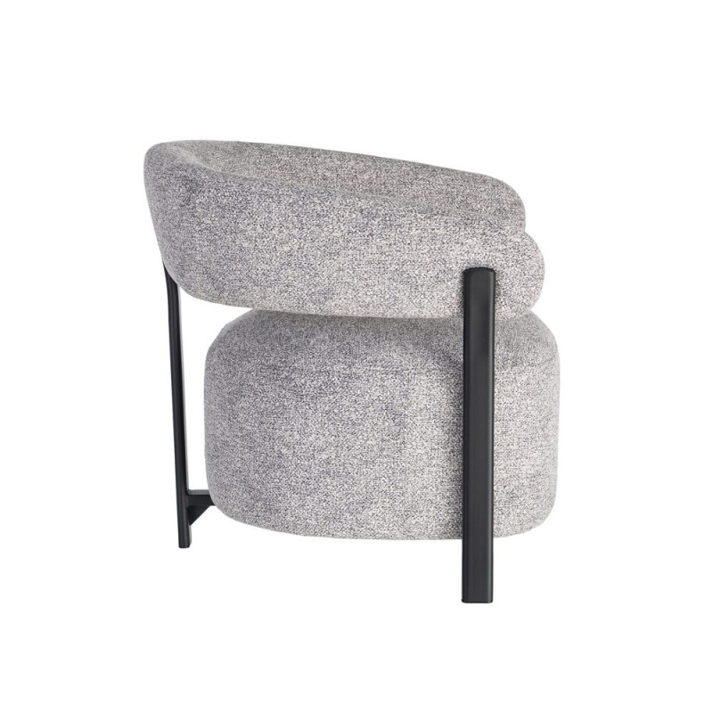 Fauteuil gris chiné en tissu et métal noir 77x71,5x70 cm Soreiro Ixia - 6