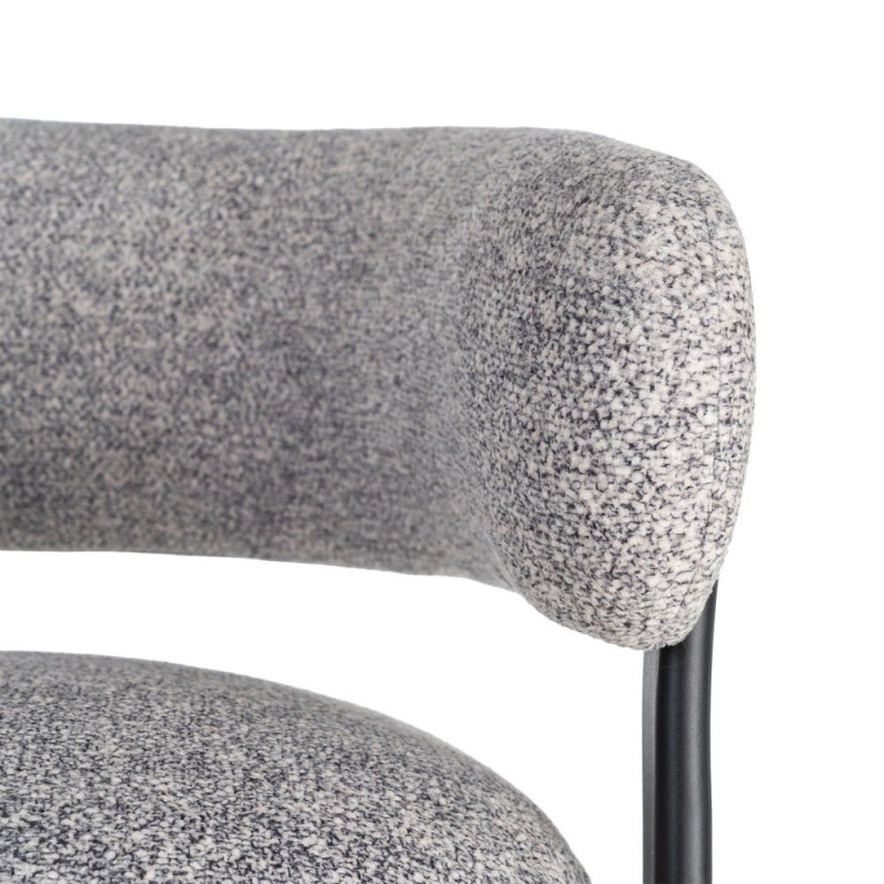 Fauteuil gris chiné en tissu et métal noir 77x71,5x70 cm Soreiro Ixia - 7