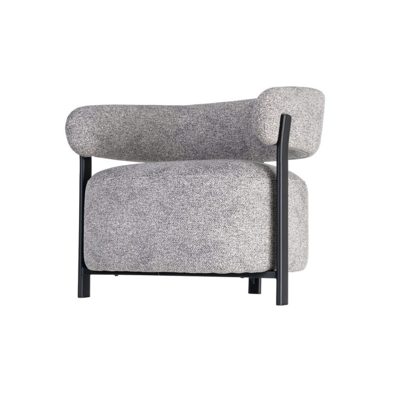 Fauteuil gris chiné en tissu et métal noir 77x71,5x70 cm Soreiro Ixia - 8