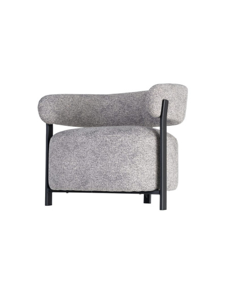 Fauteuil gris chiné en tissu et métal noir 77x71,5x70 cm Soreiro Ixia - 8