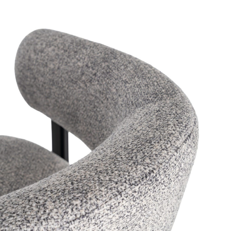 Fauteuil gris chiné en tissu et métal noir 77x71,5x70 cm Soreiro Ixia - 10