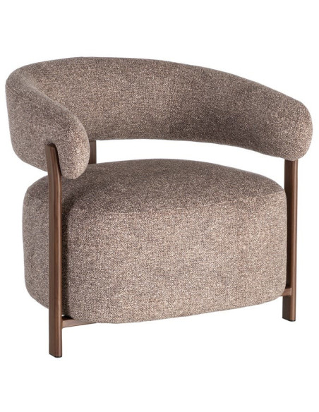 Fauteuil taupe chiné en tissu et métal 77x71,5x70 cm Soreiro Ixia - 1