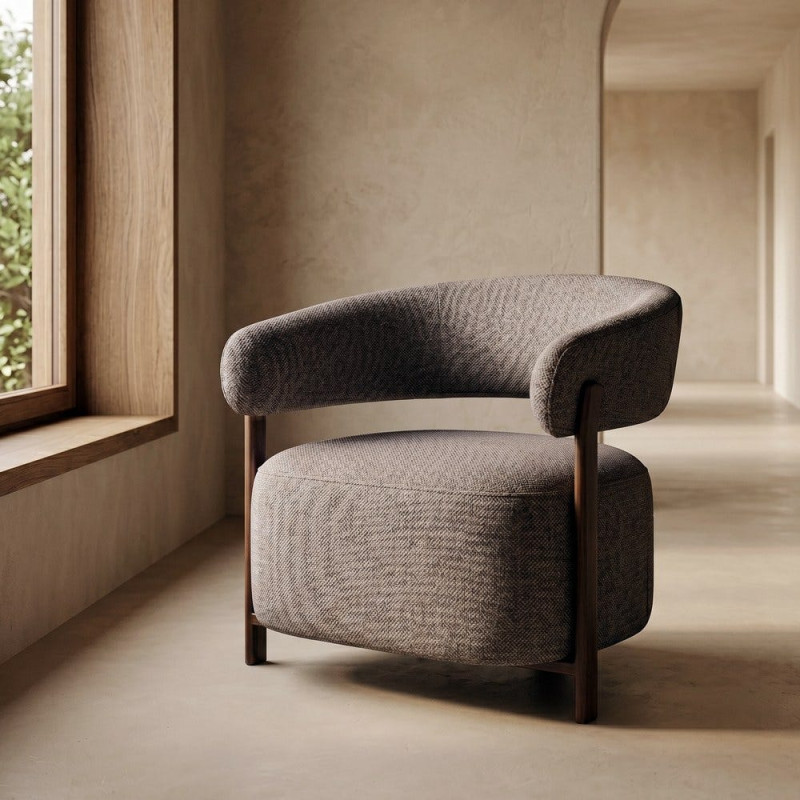 Fauteuil taupe chiné en tissu et métal 77x71,5x70 cm Soreiro Ixia - 3