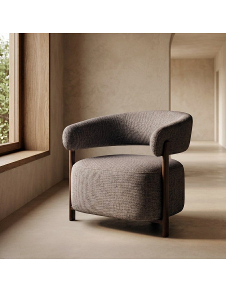 Fauteuil taupe chiné en tissu et métal 77x71,5x70 cm Soreiro Ixia - 3