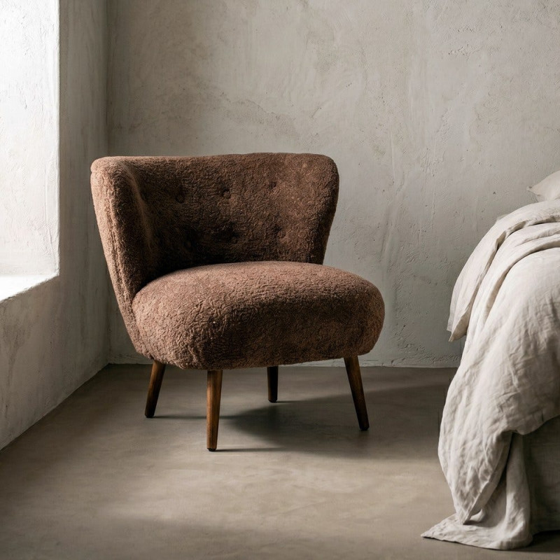 Fauteuil marron chocolat en tissu 78x77x72 cm Belorio Ixia - 2