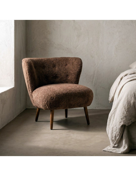 Fauteuil marron chocolat en tissu 78x77x72 cm Belorio Ixia - 2