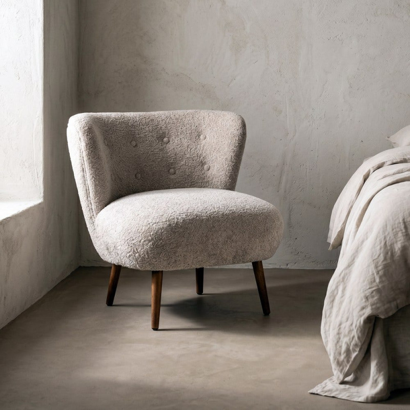 Fauteuil beige sans accoudoirs en tissu 78x77x72 cm Belorio Ixia - 2