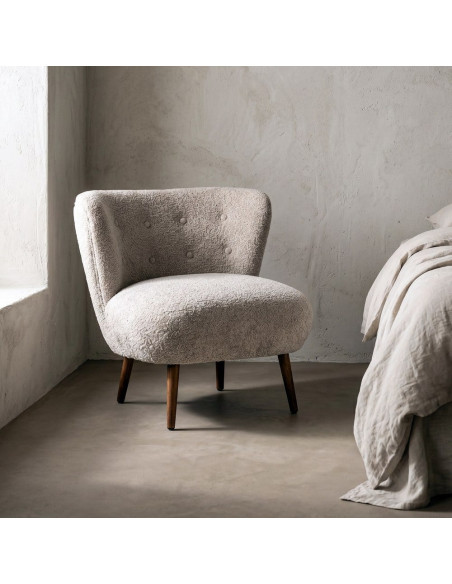 Fauteuil beige sans accoudoirs en tissu 78x77x72 cm Belorio Ixia - 2