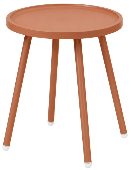 Table d’appoint ronde terracotta en polypropylène et acier Ø40x45 cm Silulia  - 1