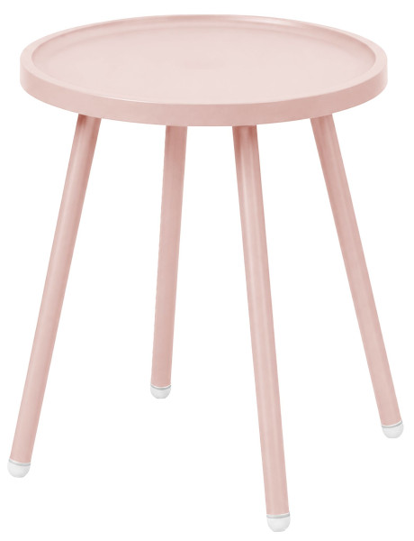 Table d’appoint ronde rose poudré en polypropylène et acier Ø40x45 cm Silulia  - 1