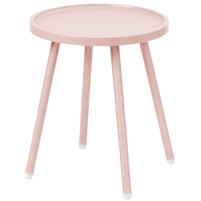 Table d’appoint ronde rose poudré en polypropylène et acier Ø40x45 cm Silulia  - 1