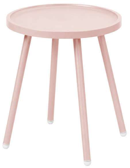 Table d’appoint ronde rose poudré en polypropylène et acier Ø40x45 cm Silulia  - 1