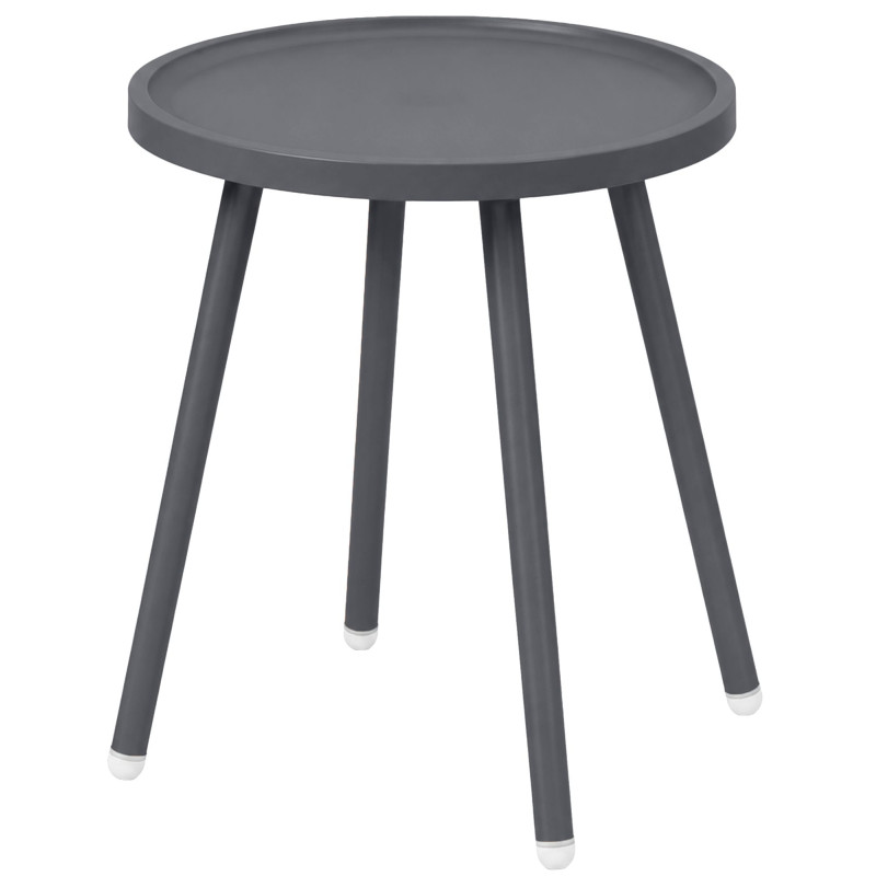 Table d’appoint ronde gris anthracite en polypropylène et acier Ø40x45 cm Silulia  - 1