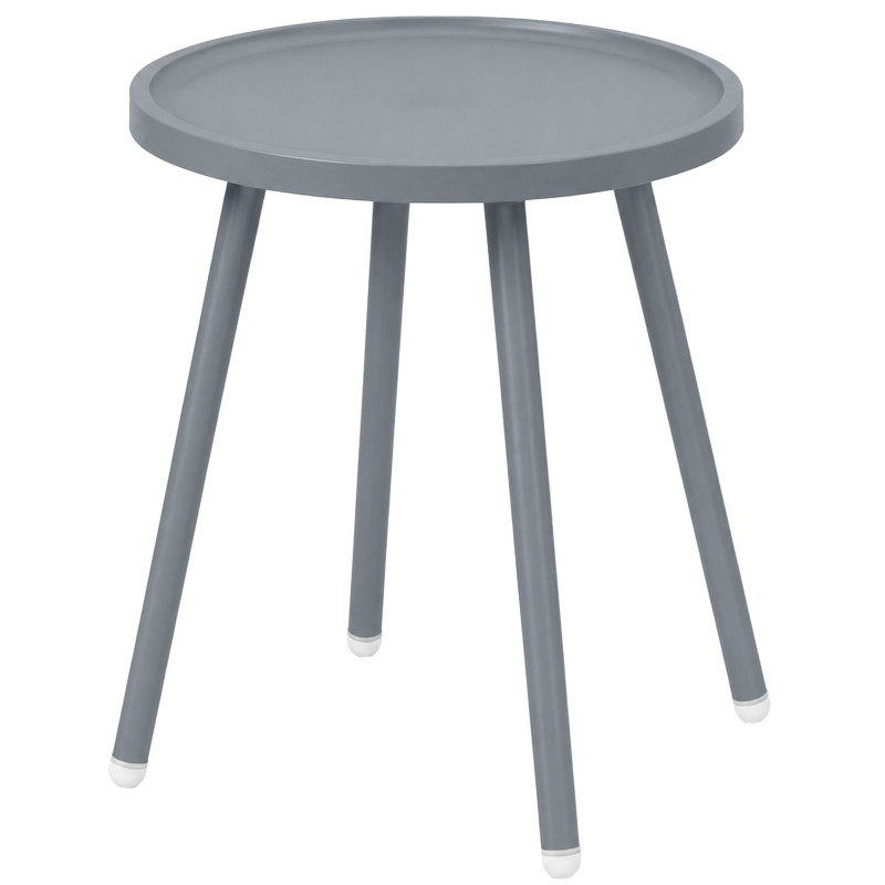 Table d’appoint ronde grise en polypropylène et acier Ø40x45 cm Silulia  - 1