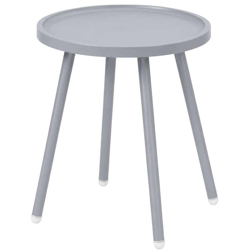 Table d’appoint ronde gris clair en polypropylène et acier Ø40x45 cm Silulia  - 1