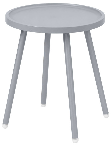 Table d’appoint ronde gris clair en polypropylène et acier Ø40x45 cm Silulia  - 1