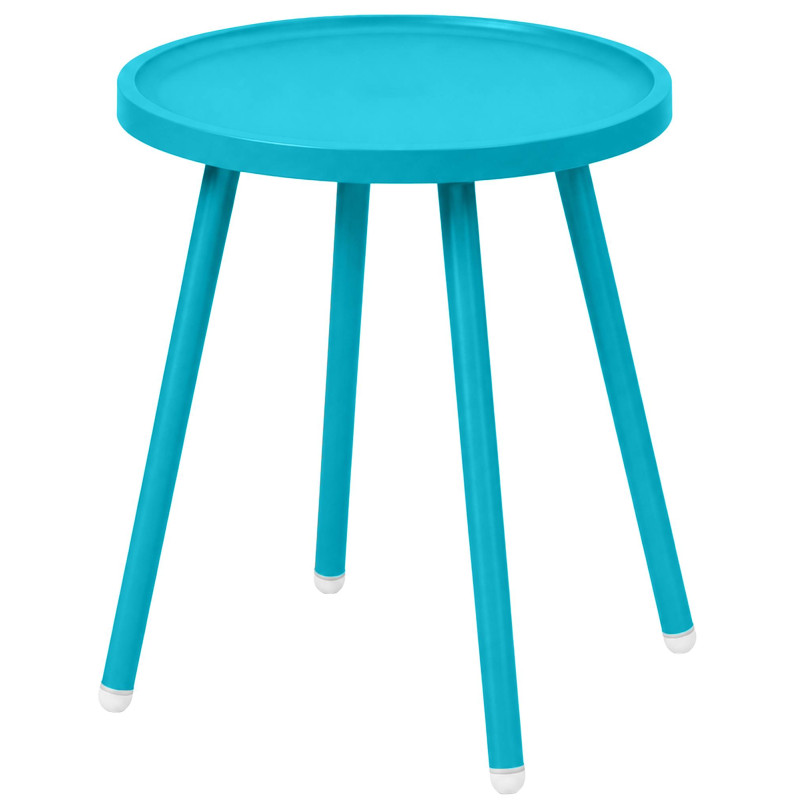 Table d’appoint ronde bleu turquoise en polypropylène et acier Ø40x45 cm Silulia  - 1