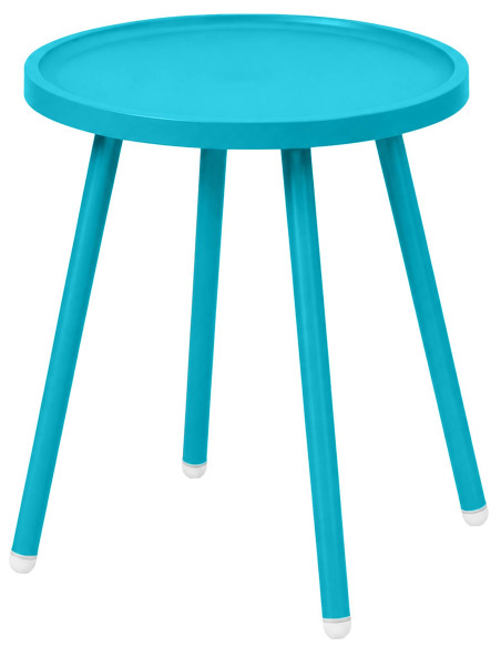 Table d’appoint ronde bleu turquoise en polypropylène et acier Ø40x45 cm Silulia  - 1