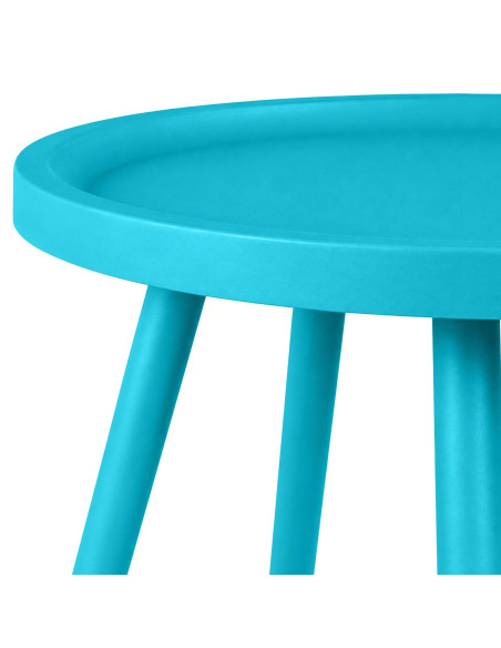 Table d’appoint ronde bleu turquoise en polypropylène et acier Ø40x45 cm Silulia  - 2