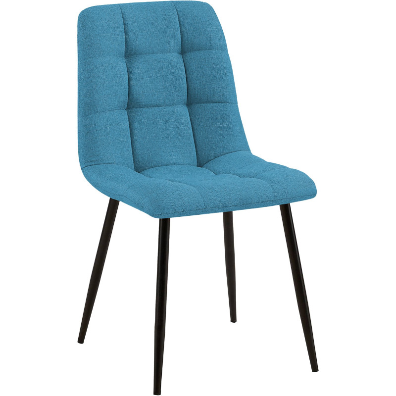 Chaise de salle à manger bleu clair en tissu matelassé 45x55x84 cm Beleira  - 1