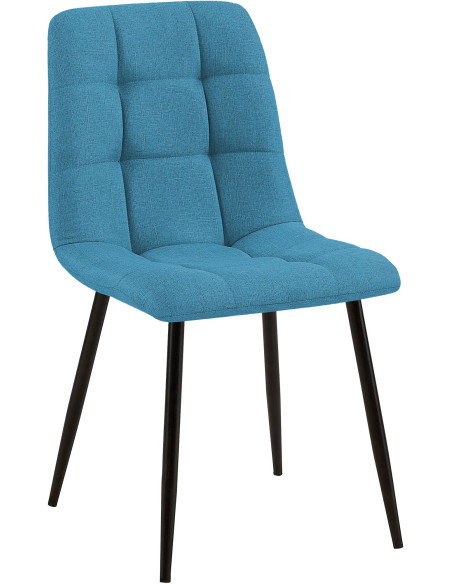 Chaise de salle à manger bleu clair en tissu matelassé 45x55x84 cm Beleira  - 1