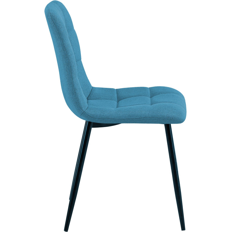 Chaise de salle à manger bleu clair en tissu matelassé 45x55x84 cm Beleira  - 3