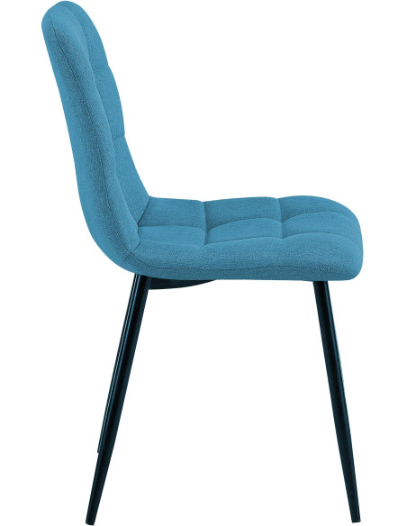 Chaise de salle à manger bleu clair en tissu matelassé 45x55x84 cm Beleira  - 3