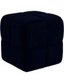 Pouf carré bleu nuit en velours côtelé 40x40x40 cm Aldiolo