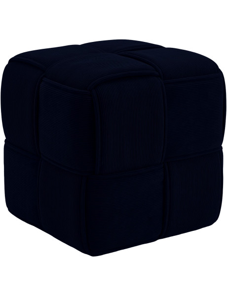 Pouf carré bleu nuit en velours côtelé 40x40x40 cm Aldiolo  - 1
