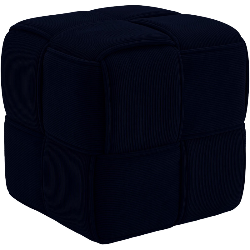 Pouf carré bleu nuit en velours côtelé 40x40x40 cm Aldiolo  - 1