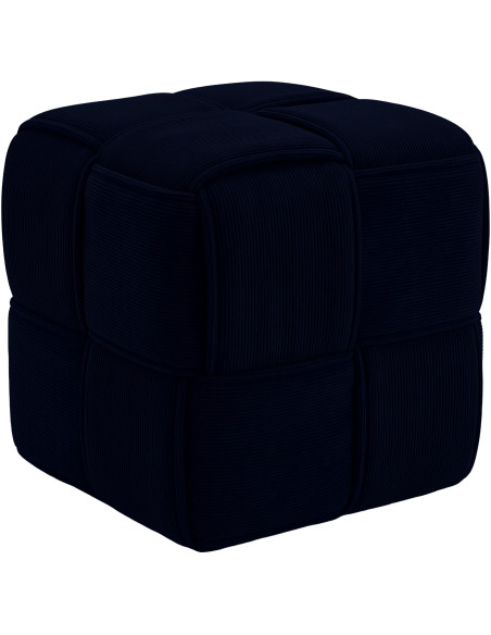 Pouf carré bleu nuit en velours côtelé 40x40x40 cm Aldiolo  - 1