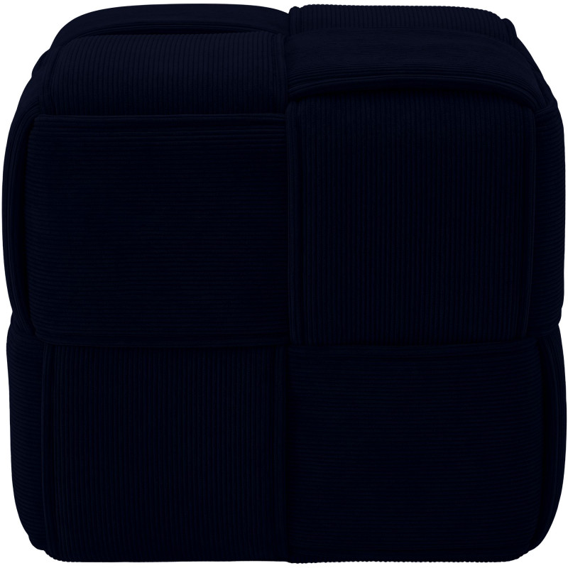 Pouf carré bleu nuit en velours côtelé 40x40x40 cm Aldiolo  - 2