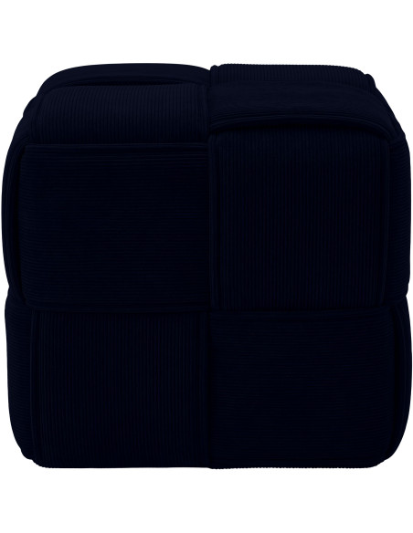Pouf carré bleu nuit en velours côtelé 40x40x40 cm Aldiolo  - 2