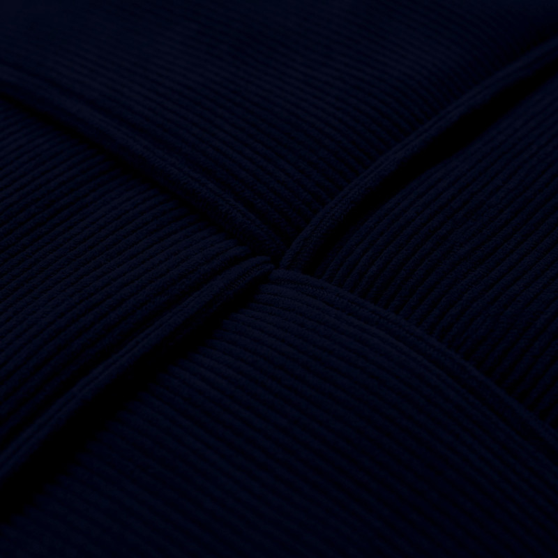 Pouf carré bleu nuit en velours côtelé 40x40x40 cm Aldiolo  - 3