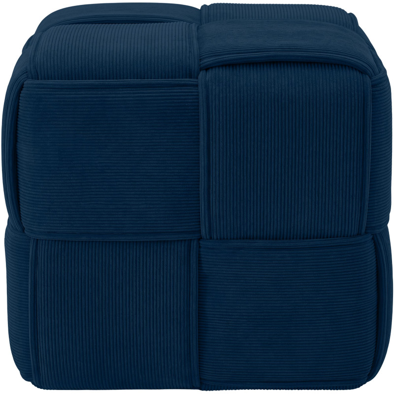 Pouf carré bleu marine en velours côtelé 40x40x40 cm Aldiolo  - 2
