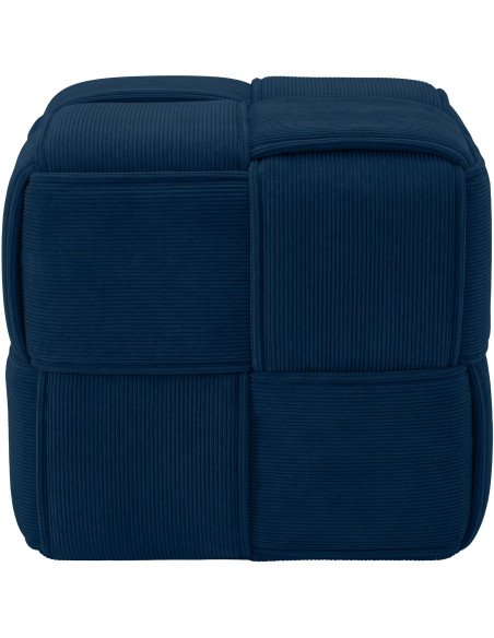 Pouf carré bleu marine en velours côtelé 40x40x40 cm Aldiolo  - 2