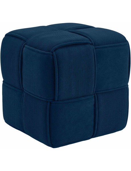 Pouf carré bleu marine en velours côtelé 40x40x40 cm Aldiolo  - 1