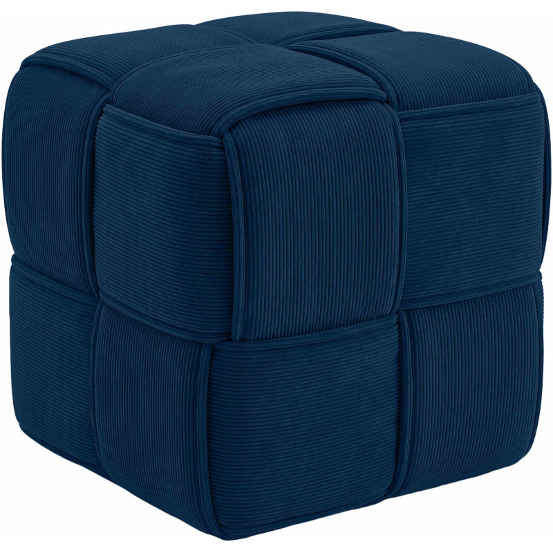 Pouf carré bleu marine en velours côtelé 40x40x40 cm Aldiolo  - 1