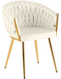 Chaise de salle à manger velours crème 58x57x80 cm Talelia