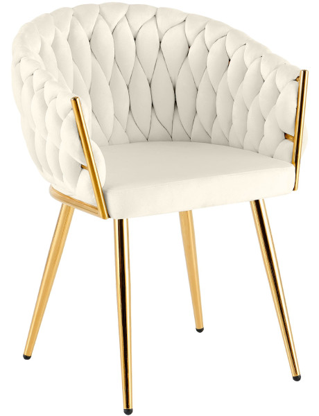 Chaise de salle à manger velours crème 58x57x80 cm Talelia  - 1