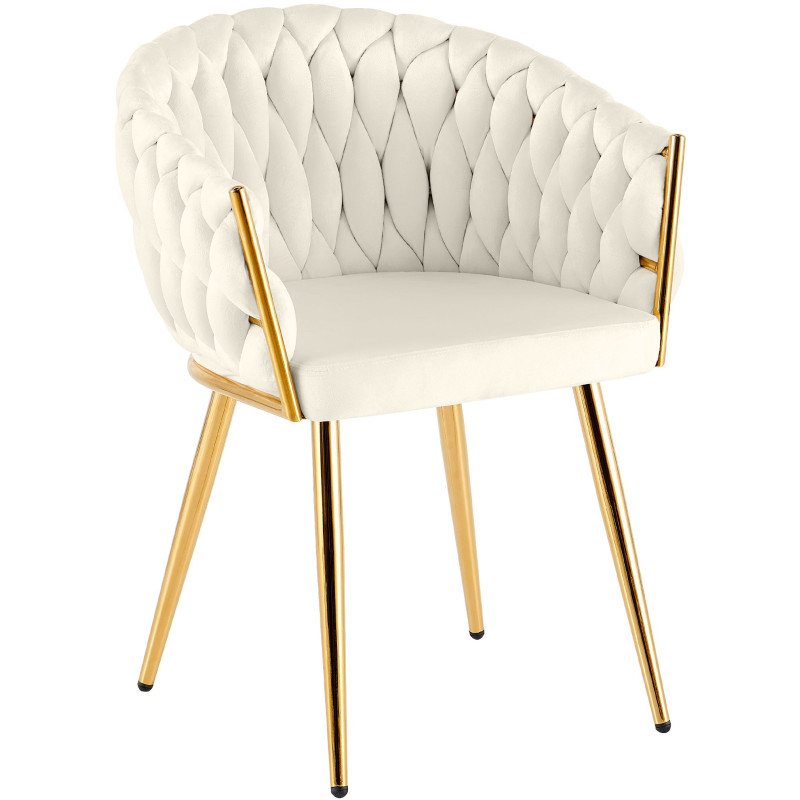 Chaise de salle à manger velours crème 58x57x80 cm Talelia  - 1